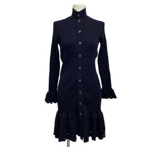 Chanel Cardigan Size 36 S Women's - Dark Navy Wool High Neck Coco Mark Elephant